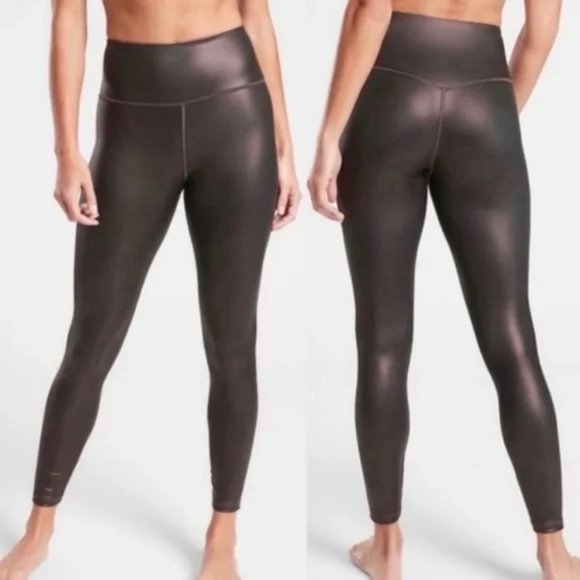 Athleta Pants - Athleta Elation Ultra High Rise Tights Chocolate Shimmer Athletic Workout